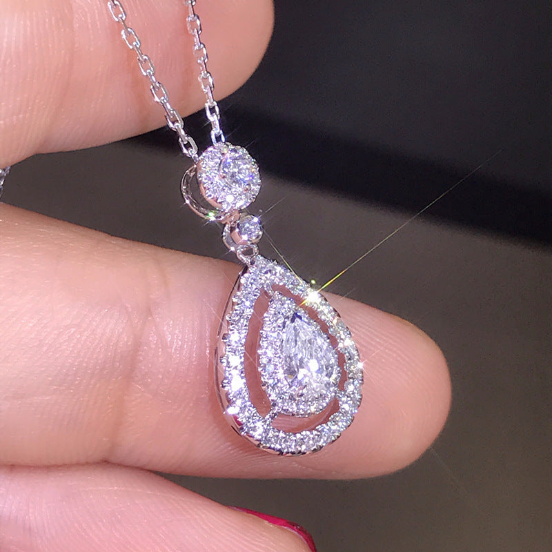 Simulated Diamond Necklace in Gold-Plated Steel