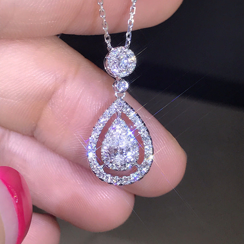Simulated Diamond Necklace in Gold-Plated Steel