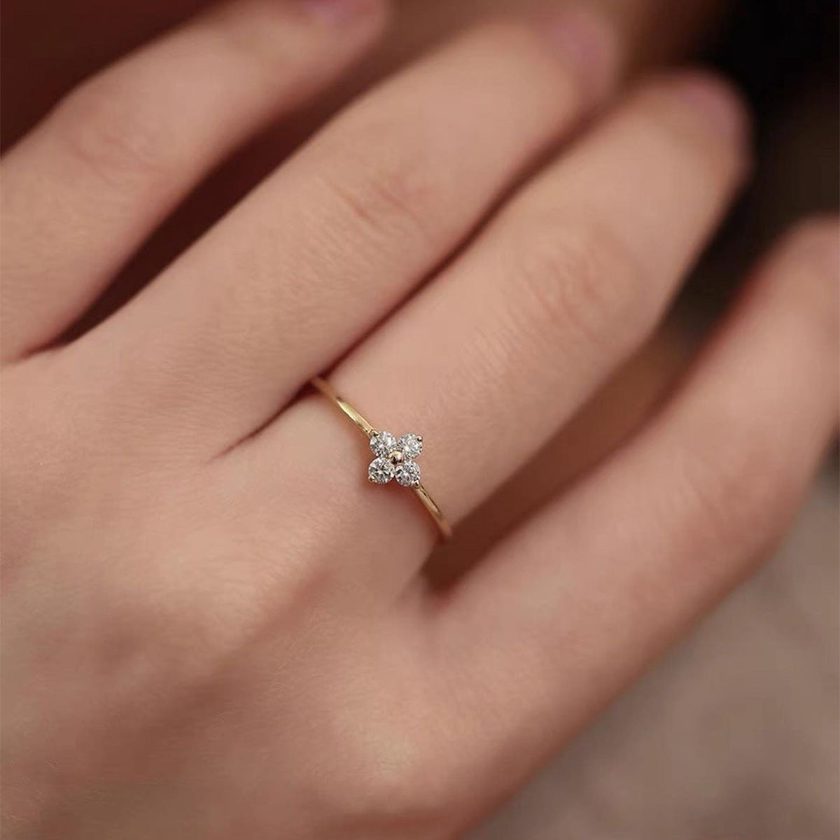 Clover Set in Gold-Plated Silver with Zirconia