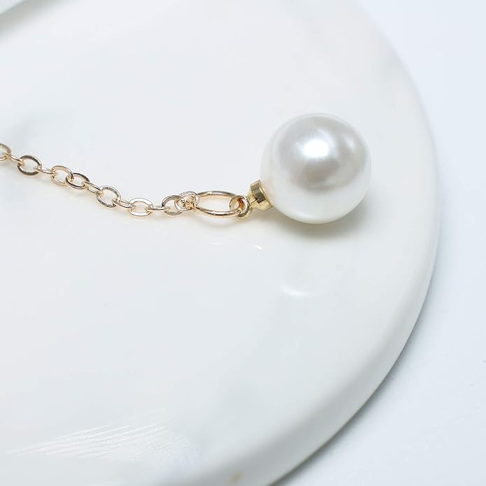 Gold-Plated Pearl Pendant Necklace – Drop Shape