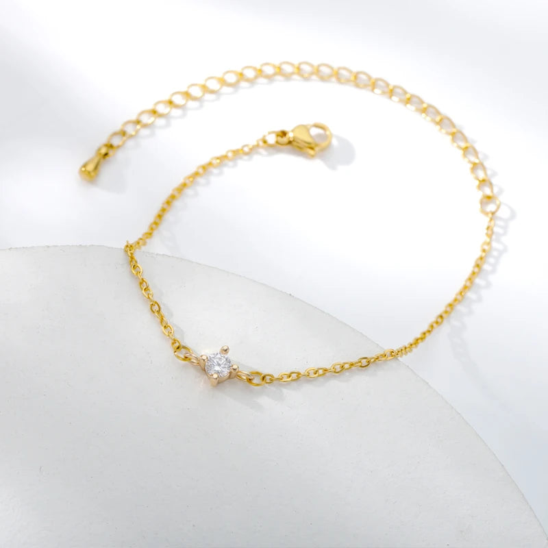 Gold Plated Bracelet with Simulated Stone Design