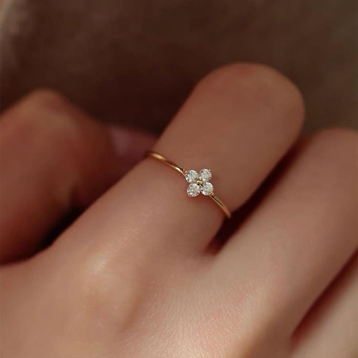 Clover Set in Gold-Plated Silver with Zirconia