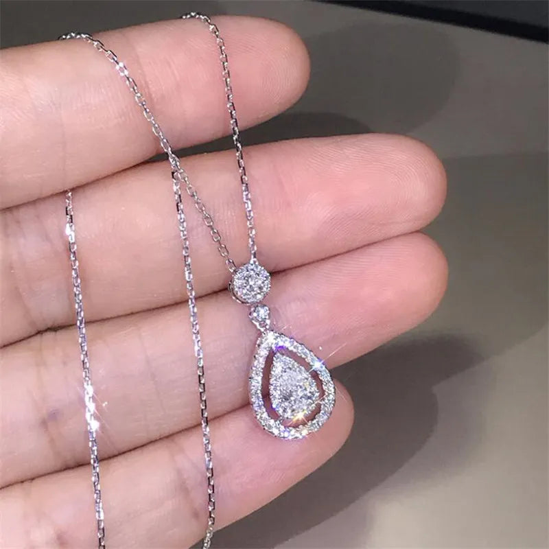 Simulated Diamond Necklace in Gold-Plated Steel
