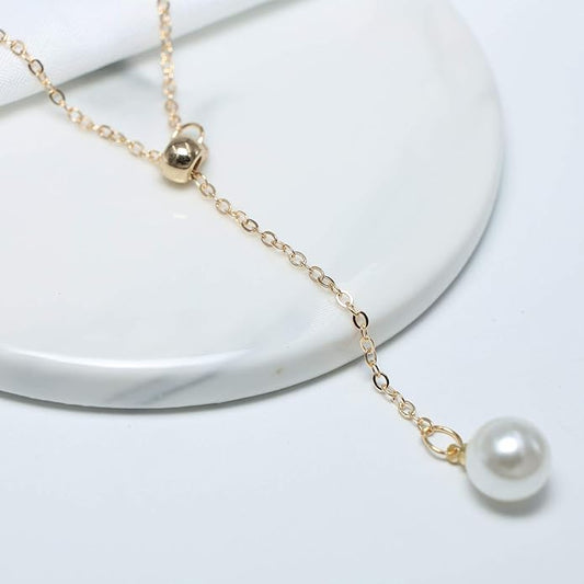 Gold-Plated Pearl Pendant Necklace – Drop Shape
